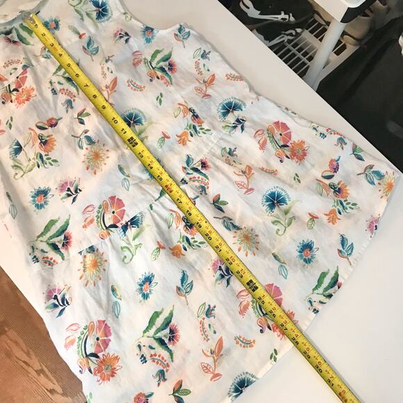 J. Jill Women's MP Petite Medium 100% Linen White Floral Sleeveless Tunic Blouse - Picture 9 of 9